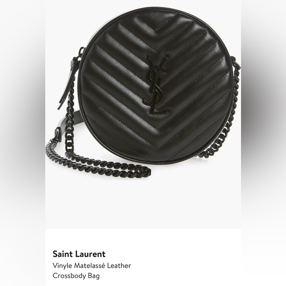 Saint Laurent Quilted Small Black Round Crossbody Bag - Picture 1 of 9